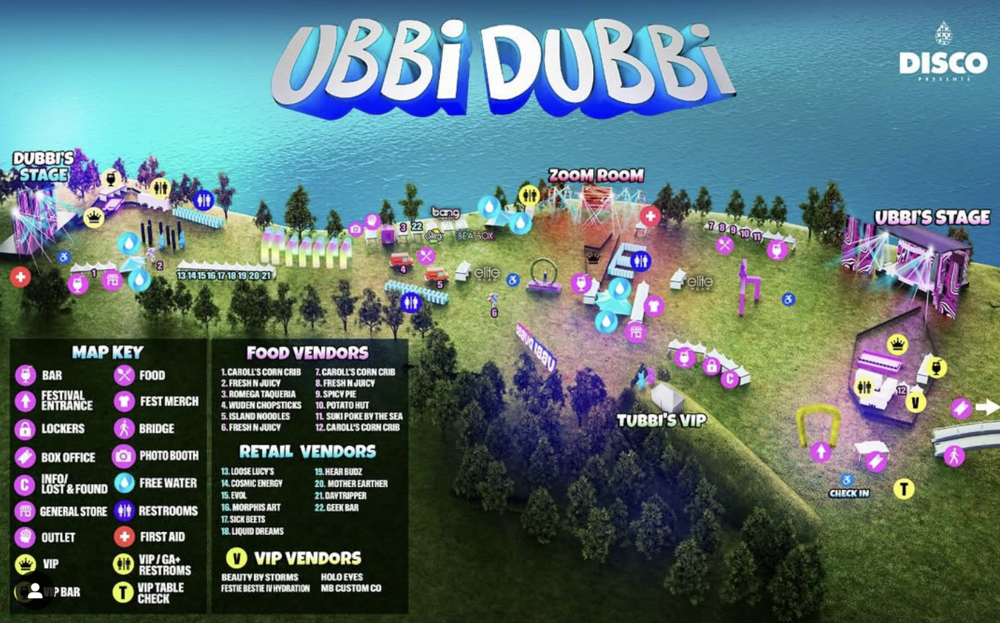 stage map showcasing all the viewing areas